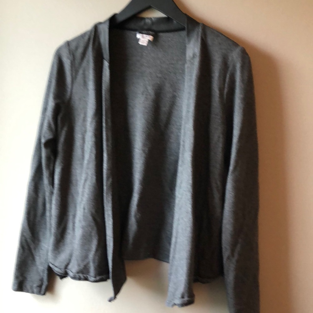 Maternity Splendid cardigan with leather trim.